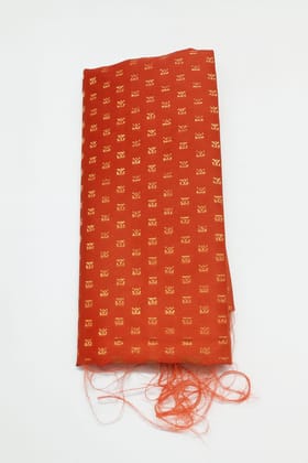 Premium Jacquard Weaving Unstitched Blouse Piece – Orange & Gold Squares – 1 Meter