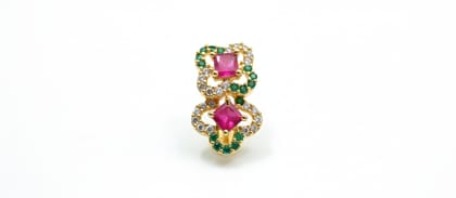 Gold Multi-Row Band Ring with Mixed Colored Stones