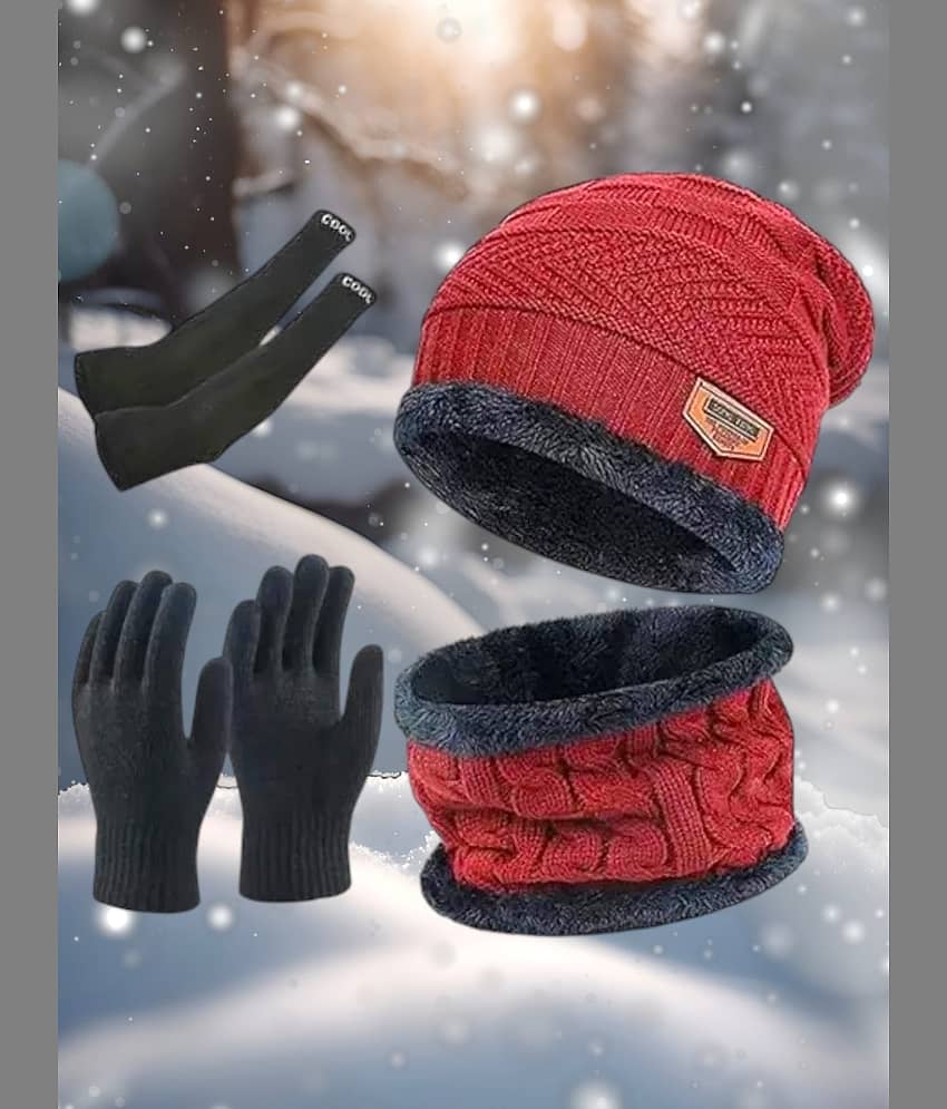 Benicia Black Woollen Women's Cap ( Pack of 4 )