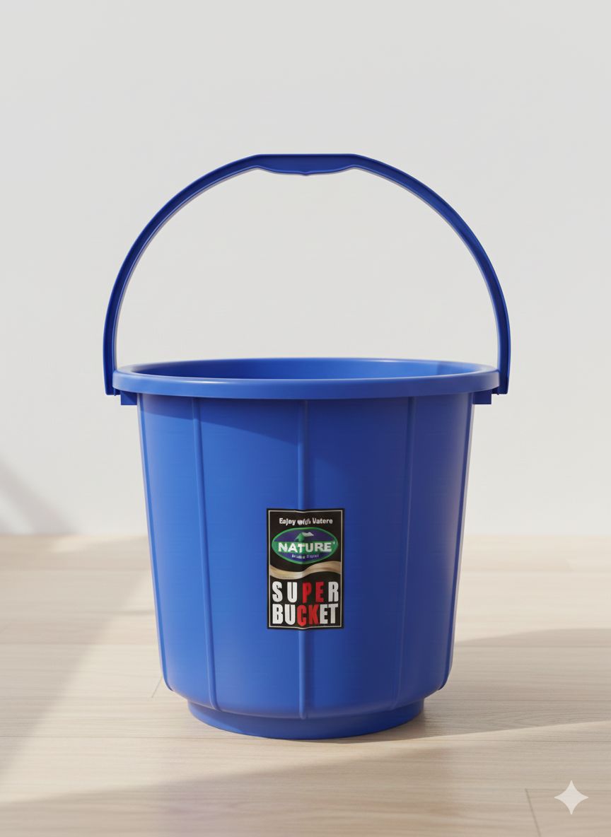 NATURE Super Bucket - Durable Blue Plastic Bucket with Handle