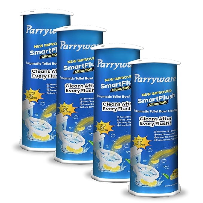 Parryware SmartFlush In-Cistern Automatic Toilet Bowl Cleaner - Citrus 500 I PACK OF 4 I Lasts upto 600* Flushes | 99.9% Disinfection | Cleans after every flushes | FCSF0103