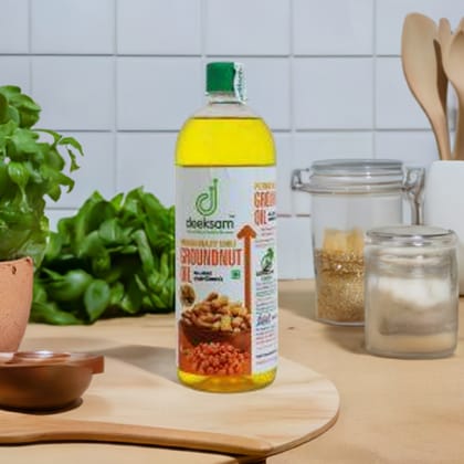 DEEKSAM WOOD PRESSED GROUNDNUT OIL | PEANUT OIL | KADAILAI ENNAI | CHEKKU OIL Groundnut Oil PET Bottle (2 x 500 ml)