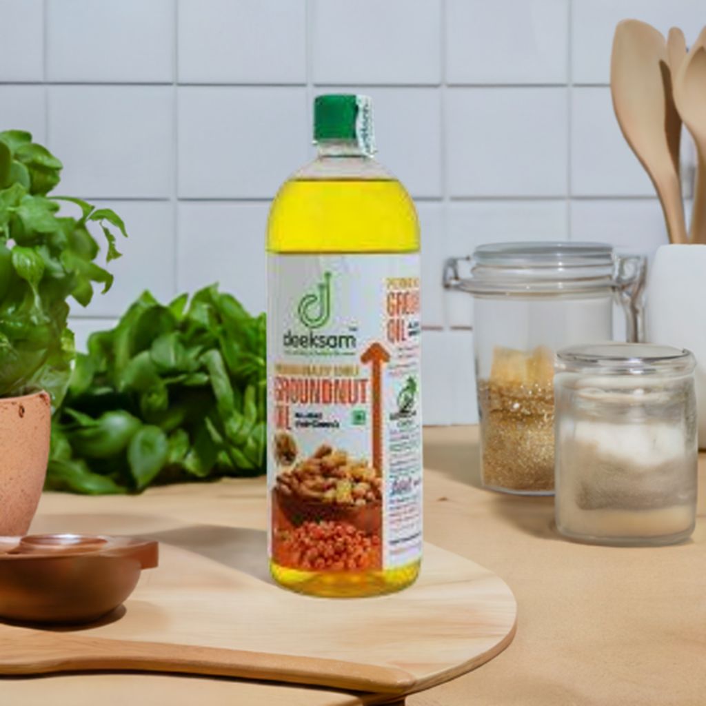 DEEKSAM WOOD PRESSED GROUNDNUT OIL | PEANUT OIL | KADAILAI ENNAI | CHEKKU OIL Groundnut Oil PET Bottle (2 x 500 ml)