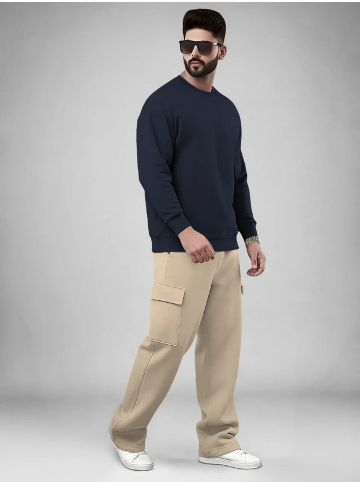 Men's Solid Navy Blue Full-Sleeve track suit