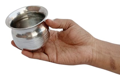 Mii Art Stainless Steel Kalash/Lota/Karva for Pooja, Temple & Karva Chauth (midium ,350 ml, 9 cm) Pack of 1