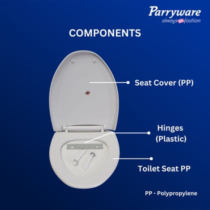 Parryware Casa Soft Close Seat Cover (E8300/E8382) with Adjustable Hinges | Eco-friendly Material with Superior Finish |Round Shape & Ultra White Colour Commode Seat Cover I Antibacterial Technology