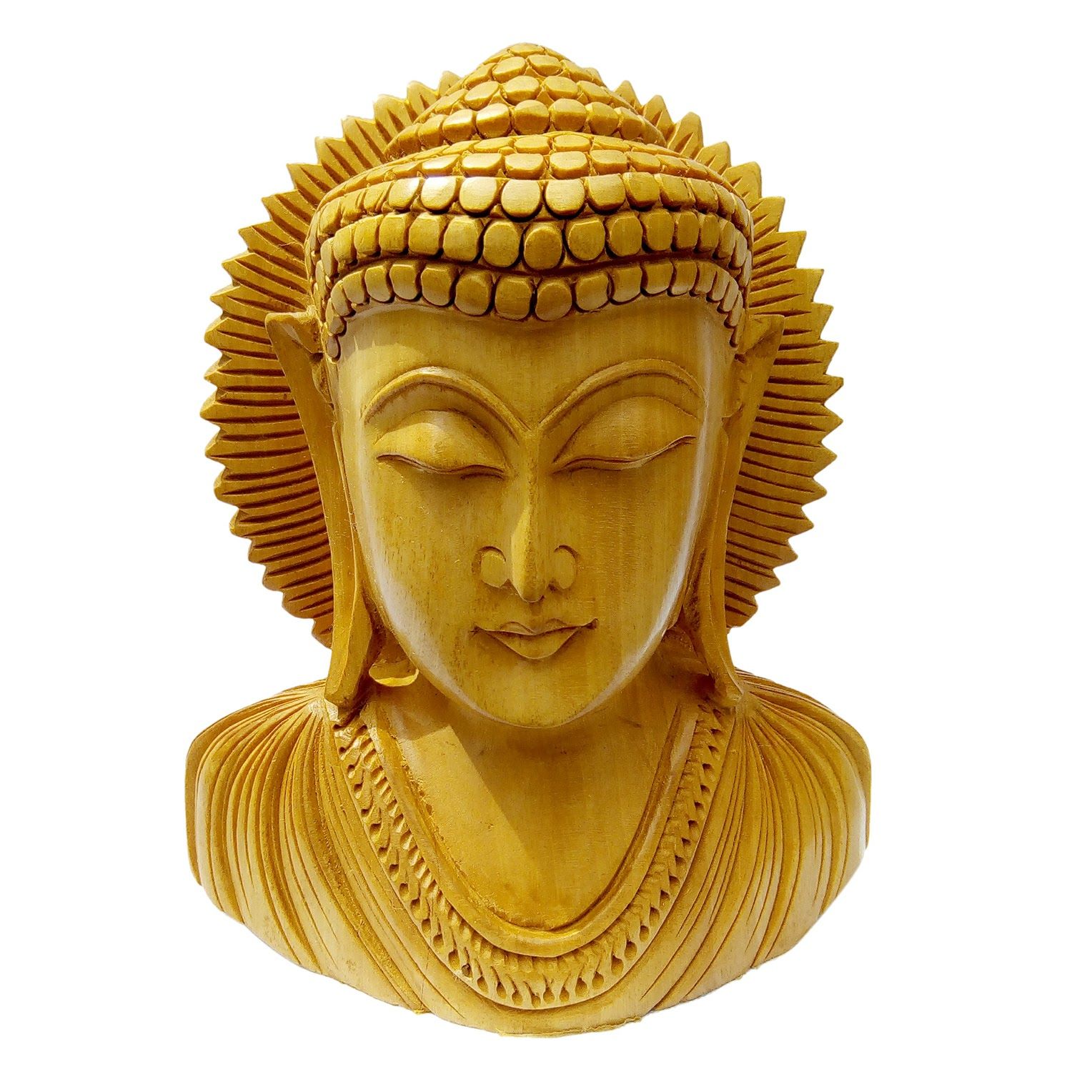 Wooden Buddha Head 10 cm For Home Decor, Showpiece And Gifting