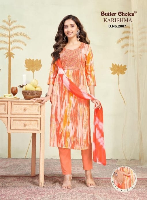 Rayon Foil Print with Embroidery
