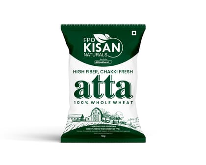 FPO Kisan Naturals High Fiber Chakki Fresh 100% Whole Wheat Atta, 5kg FPO Kisan Naturals High Fiber Chakki Fresh 100% Whole Wheat Atta, 5kg