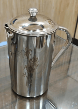 Mii Art Stainless Steel Water Jug with Lid | 2 Litre Water Pitcher | Serve Jug for Water, Juice & Beverages.Home, Rust-Resistant, Durable & Easy to Clean (Size - 25 cm) Pack of 1 