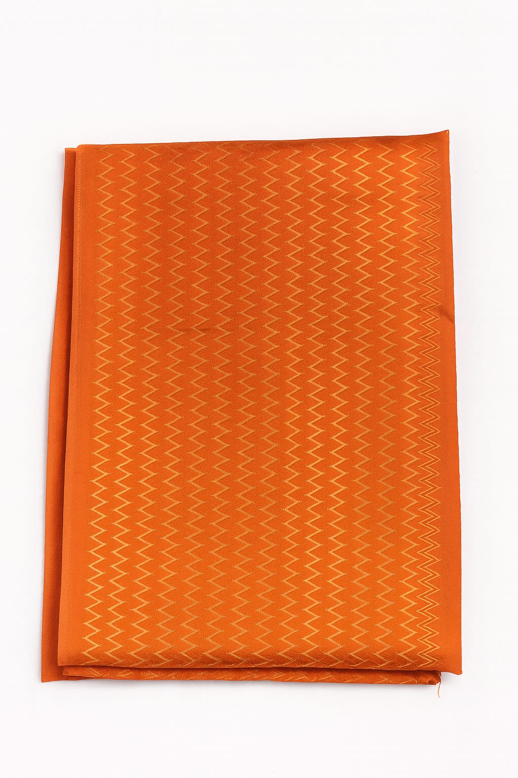 Premium Orange Jacquard Zig-Zag Unstitched Blouse Piece – 1 Meter Designer Fabric for Sarees