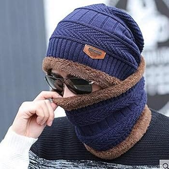 Winter Knitted Beanie Hat & Neck Warmer Set for Men & Women