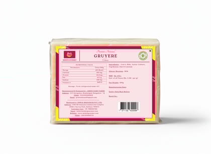 Mishti Gourmet Premium Artisanal Gruyere Cheese 200g - 0% Preservatives