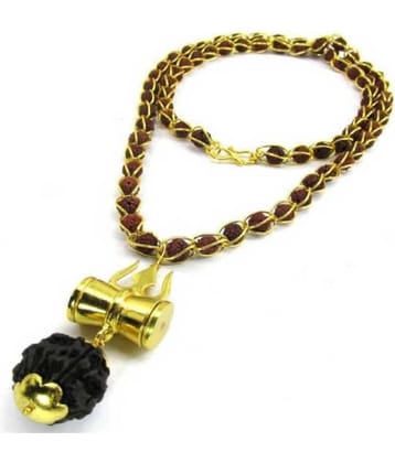 bhaune collection Wire Mala With Black Rudraksha Damru Locket