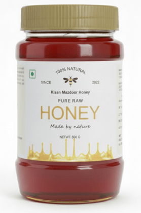 Kisan Mazdoor 100% Pure Raw Natural Honey - 500g Jar