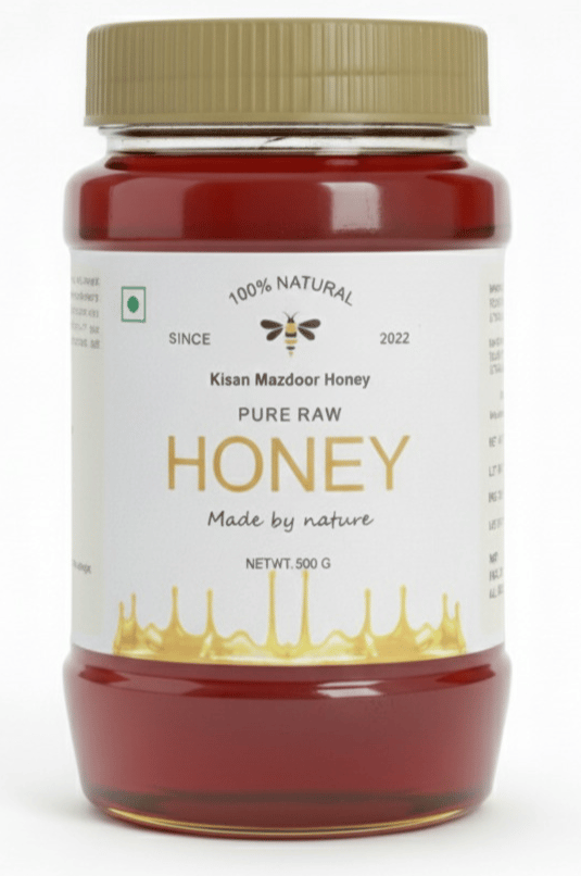 Kisan Mazdoor 100% Pure Raw Natural Honey - 500g Jar