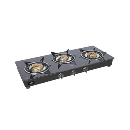 3 Burner  Glass Gas Stove Junior with Brass Burner (CT1030GTJUBB)