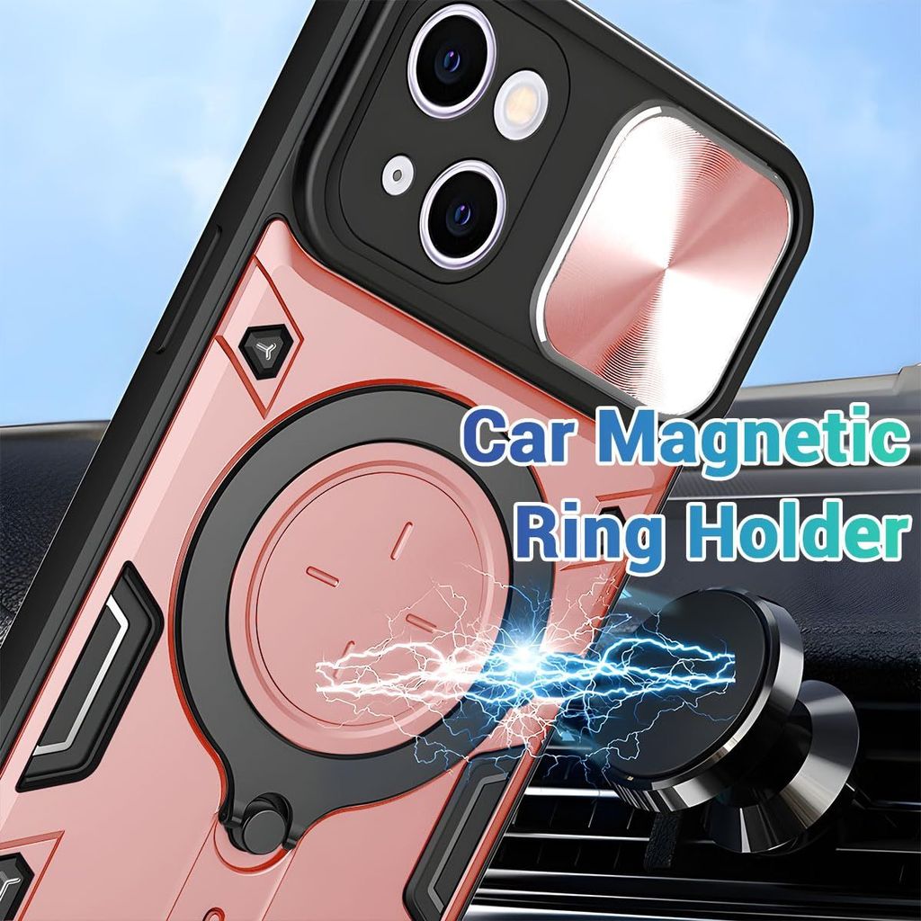 LIRAMARK Case Compatible with Apple iPhone 14 Plus (6.7 inch) with Stand & Slider Camera Military Grade Drop