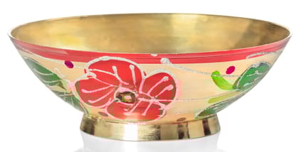 Mii Art Brass minakari Bowl for Pooja | Traditional Brass Bowl for Worship & Home Décor | 350 ml (Gold Color)