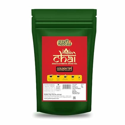 Golden Tips Indian Masala Chai, Loose Leaf Black Tea with Green Cardamom & Cinnamon, Spiced Tea Blend, Bold & Aromatic Flavor, Traditional Indian Chai (100 Gram, 50 cups)