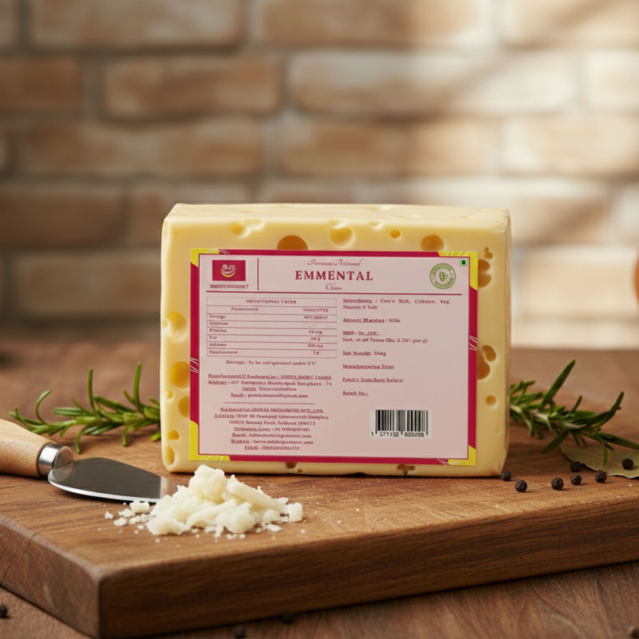 Mishti Gourmet Premium Artisanal Emmental Cheese 200G-0% Preservatives