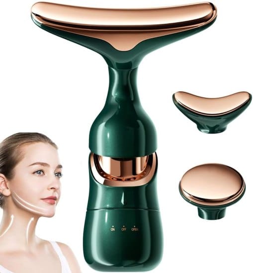 3 in 1 Anti Wrinkles Face Neck Eyes and Neck Vibration Facial Massager for Skin Care, Face Slimming, Sculpting, Uplifting, Skin Firming, Tightening, and Smoothing Tool for Glowing Skin (Green)