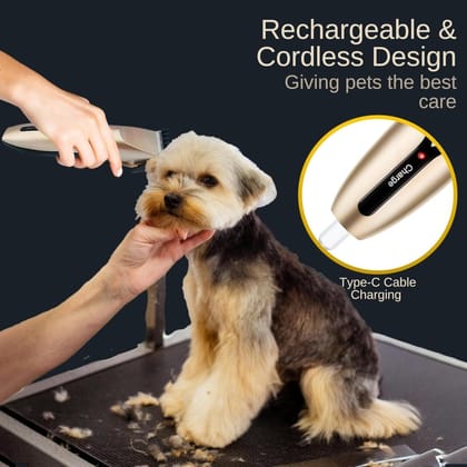 Pet Hair Trimmer for Dogs & Cats | USB Rechargeable Low-Noise Grooming Kit with Clippers, Scissors & Comb | Cordless Trimmer for Thick, Long & Short Fur | Professional Home Grooming Machine for Pets