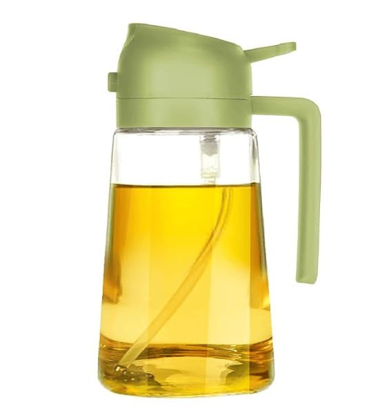2-in-1 Oil Spray & Pour Dispenser Bottle | Multipurpose Olive Oil Sprayer for Cooking, BBQ, Salad & Baking | Leakproof Glass Oil Bottle