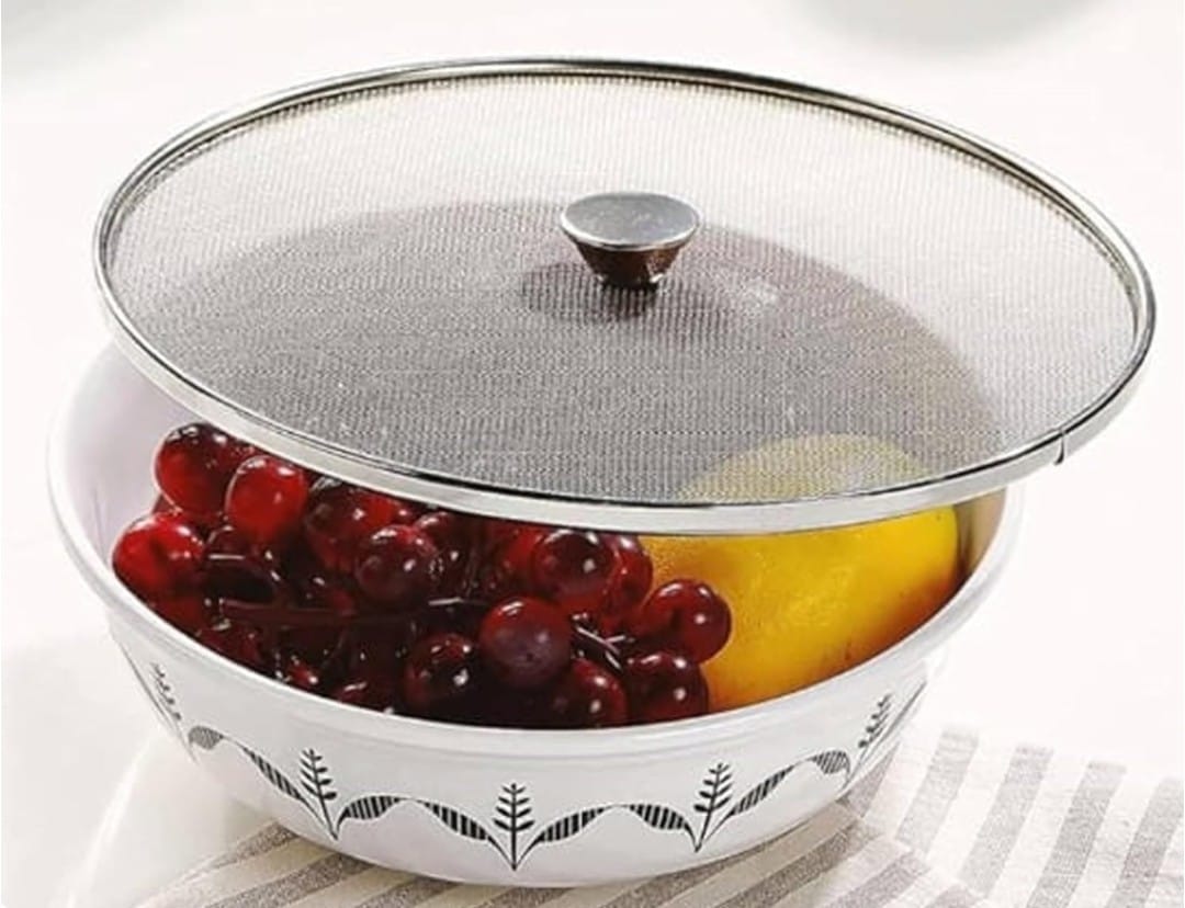 Mii Art Steel Stainless Net Cover Jali| pack of 1pcs (small 21 cm| Milk Net Lids/Tope/Chiba | Suitable For Pots/Pan/Kadhai/Bowls | Strong & sturdy Handle | Multipurpose Lid.