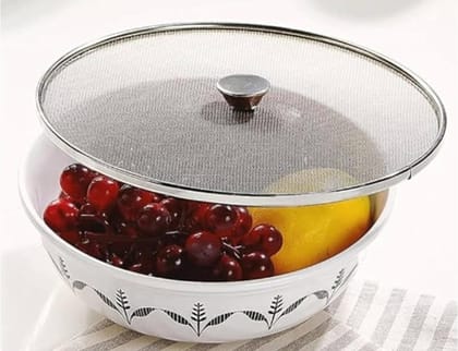 Mii Art Steel Stainless Net Cover Jali| pack of 1pcs (midium 24 cm| Milk Net Lids/Tope/Chiba | Suitable For Pots/Pan/Kadhai/Bowls | Strong & sturdy Handle | Multipurpose Lid.