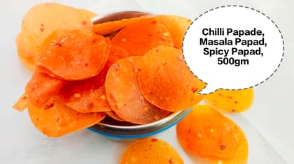 Chilli Papade, Masala Papad, Spicy Papad, Red Chilli Papad, Mirchi Papad 500gm
