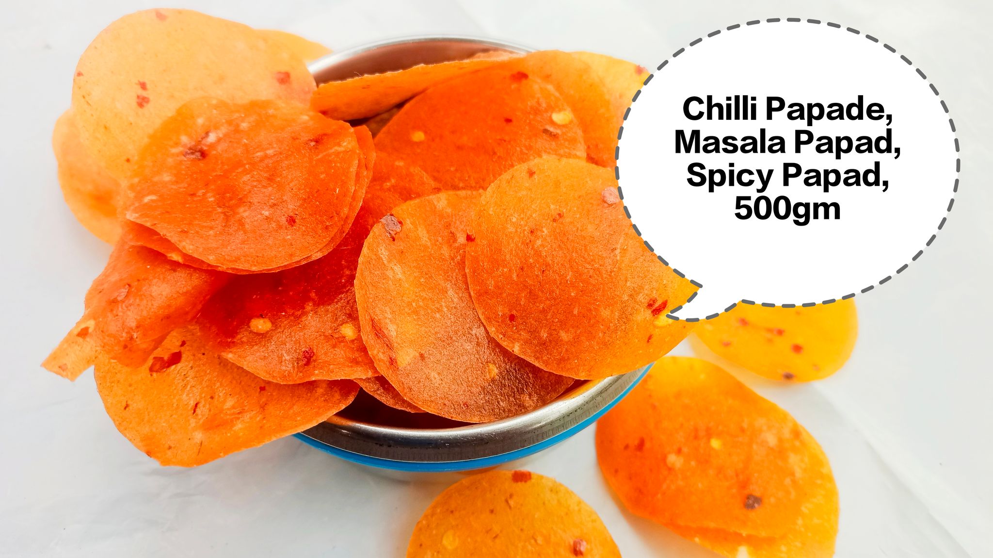 Chilli Papade, Masala Papad, Spicy Papad, Red Chilli Papad, Mirchi Papad 500gm
