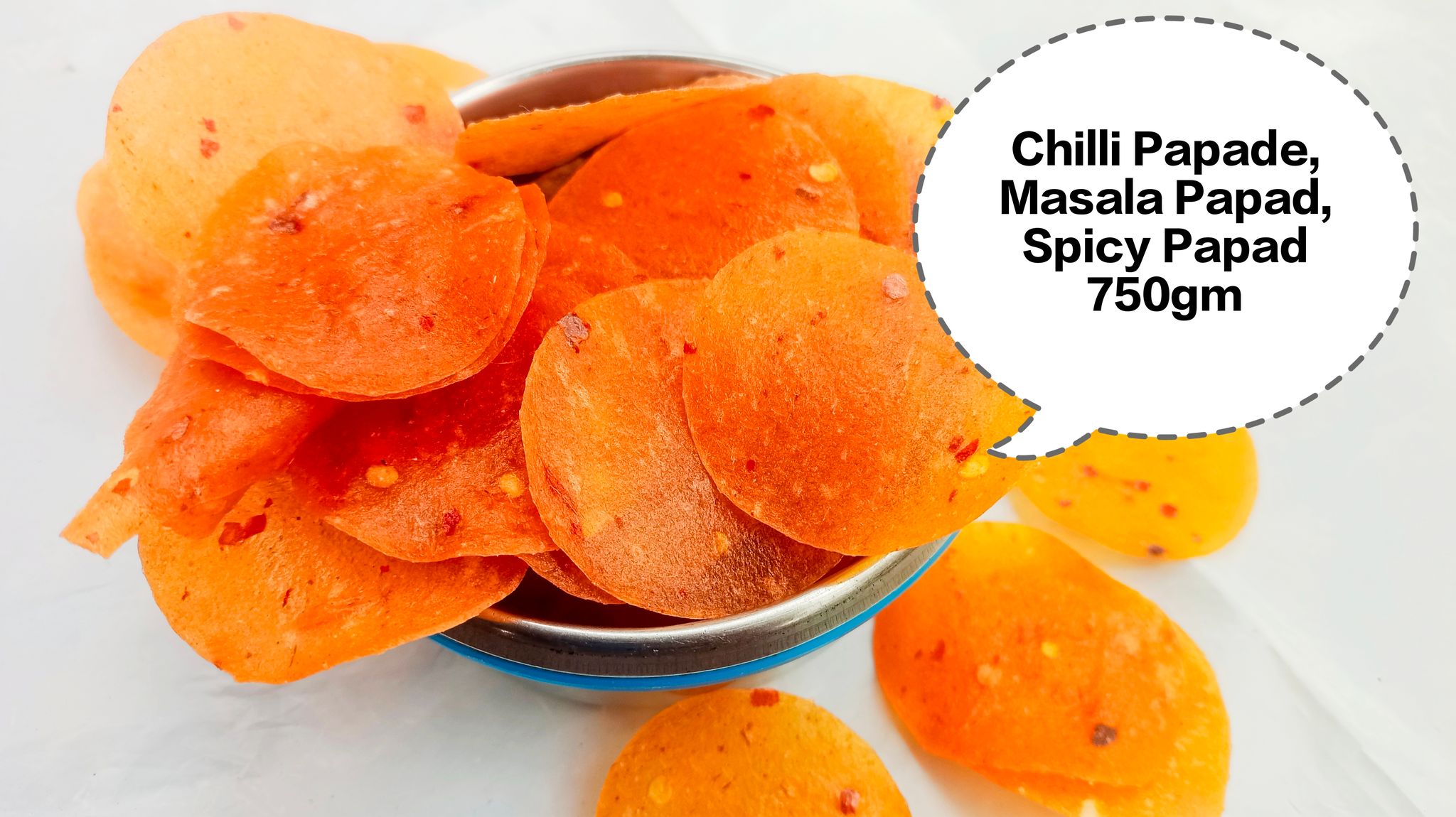 Chilli Papade, Masala Papad, Spicy Papad, Red Chilli Papad, Mirchi Papad 750gm