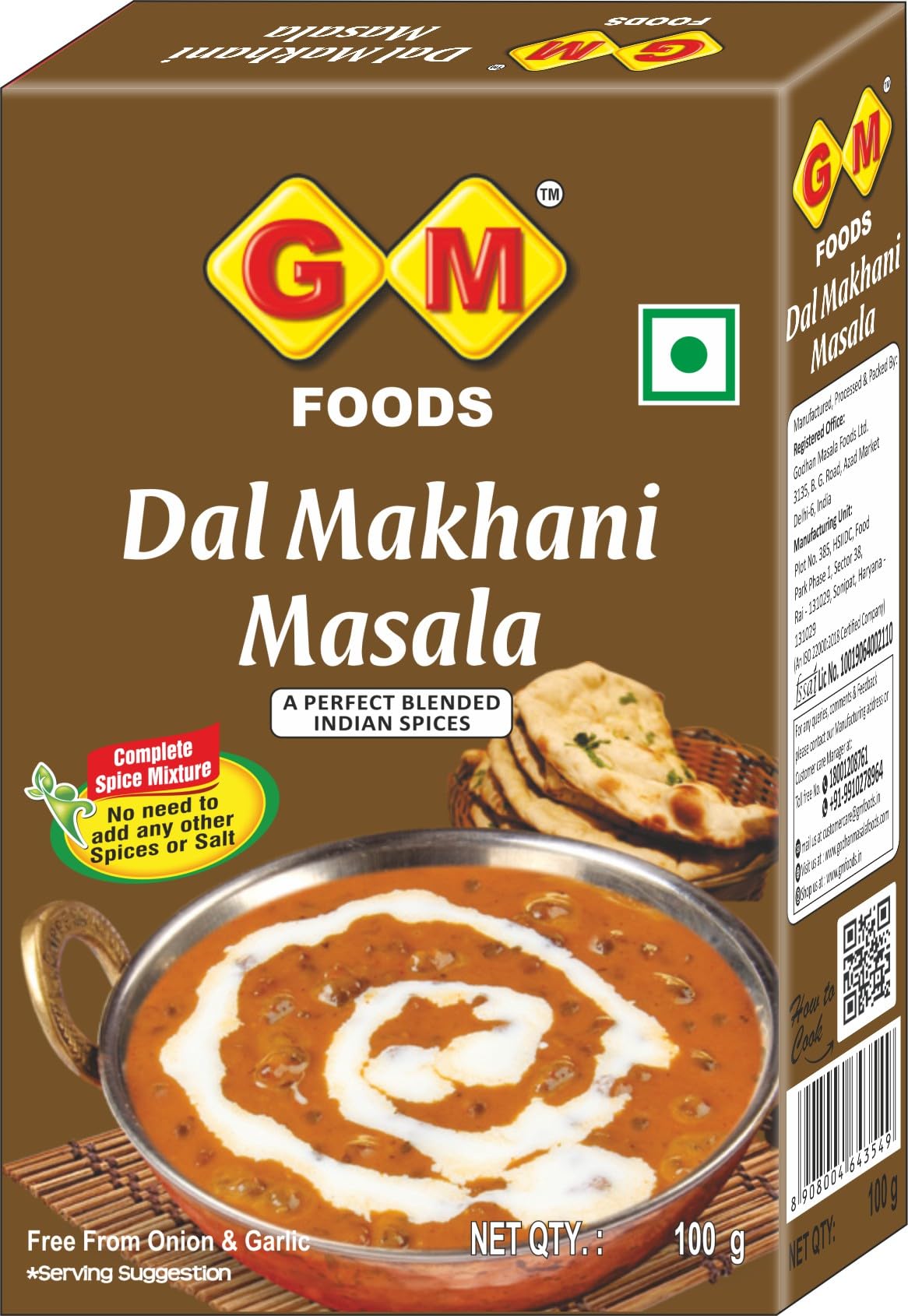 GM Foods Dal Makhani Masala 100g (Pack of 1) | Authentic Indian Style Spice Mix | Rich & Creamy Flavour | No Onion & Garlic | Easy to Cook | Ready to Use Masala for Restaurant-Style Dal at Home