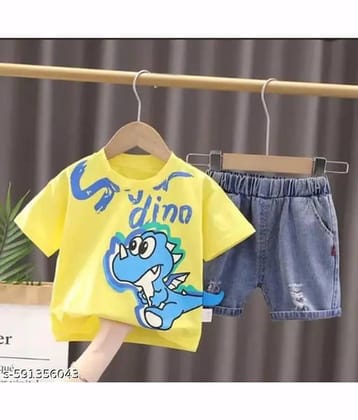 ODIMENT Pack of 1 Girls Cotton Blend T-shirt & Shorts ( Multicolor )