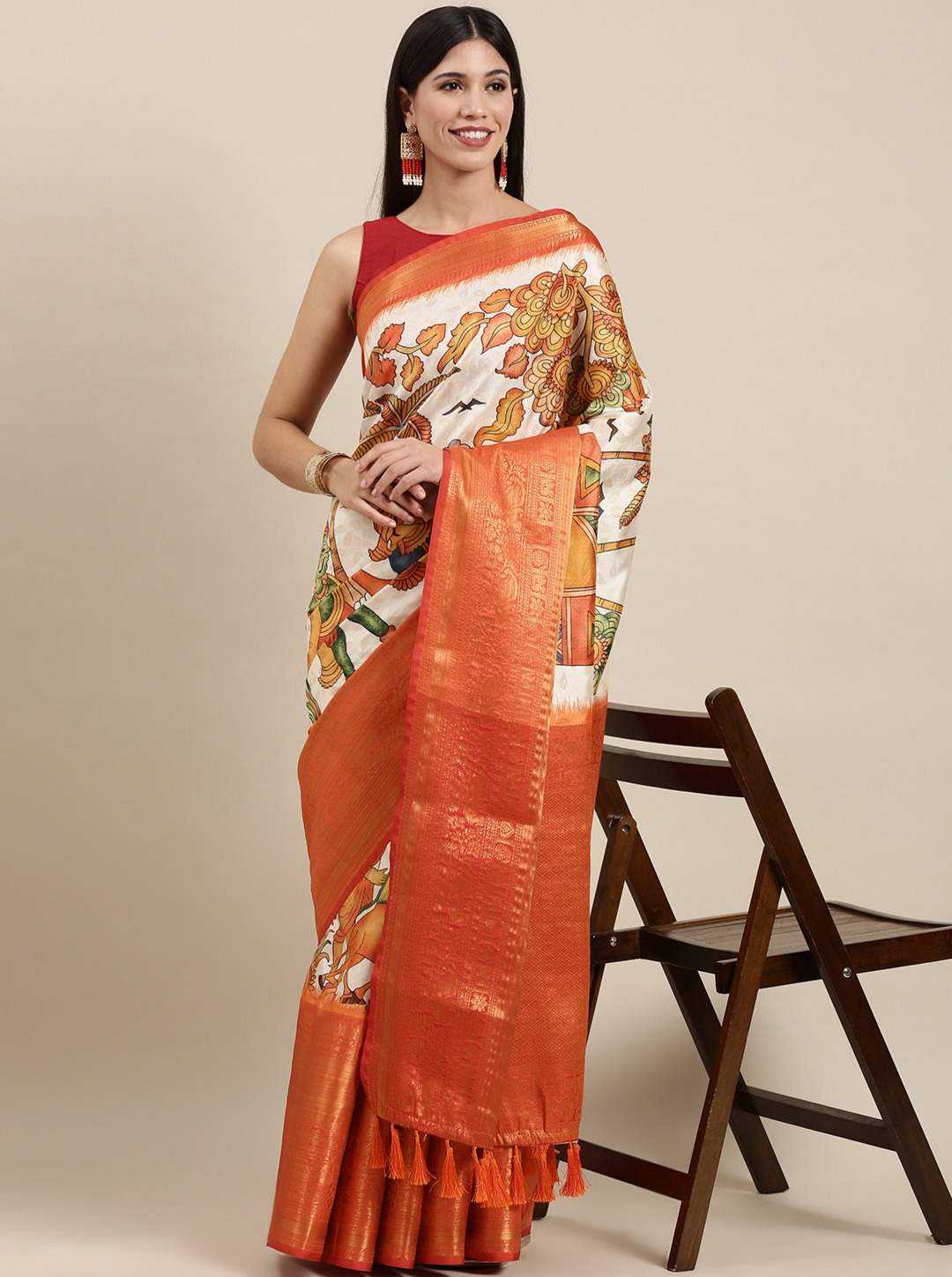 Yavira silk Women's Multi Printed Silk Blend Saree