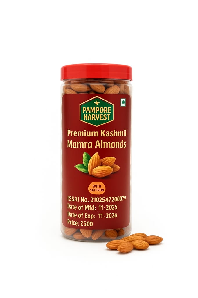 Pampore Harvest Premium Kashmii Mamra Almonds with Saffron