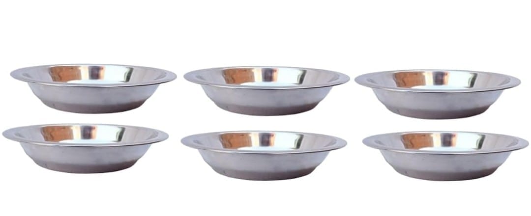 Mii Art Stainless Steel large Size Bowl/Wati/Katori with Mirror Finish – 18cm Dia, set of 6pc, 300ml Each, Silver
