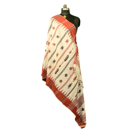 Authentic Kotpad Handloom Cotton Shawl | Natural Aal-Dyed Tribal Weave | Handwoven Dupatta with Traditional Motifs | Crafted by Koraput Artisans