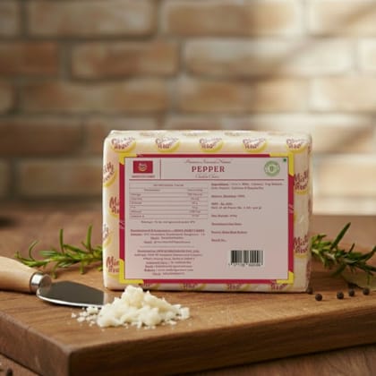 Mishti Gourmet Premium Artisanal Pepper Natural Cheddar Cheese 200g-0%preservatives