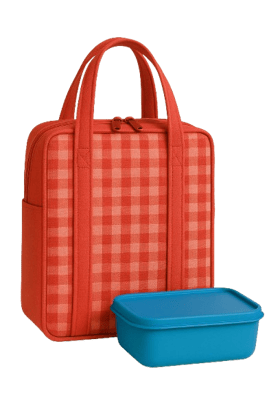 Premium Insulated Lunch Bag with Handle – Light Red Check Design | Office, School & Travel Tiffin Bag