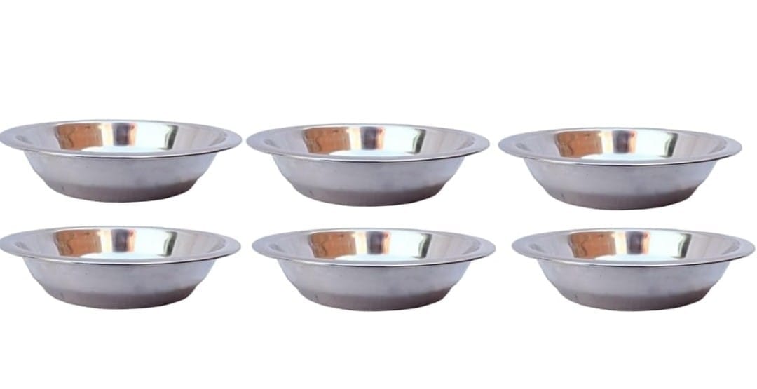 Mii Art Stainless Steel small Size Bowl/Wati/Katori with Mirror Finish – 15cm Dia, set of 6pc, 250ml Each, Silver