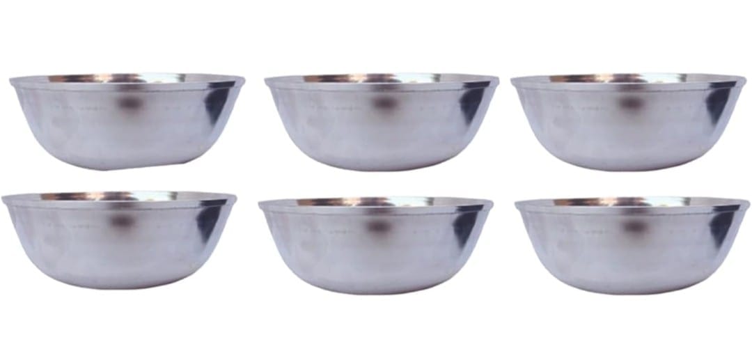 Mii Art Stainless Steel Small Size Bowl/Wati/Katori with Mirror Finish – 12cm Dia, Set of 6pc, 225ml Each, Silver