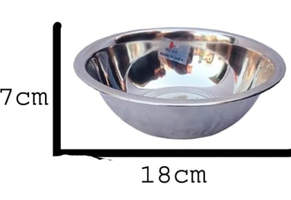 Mii Art Stainless Steel large Size Bowl/Wati/Katori with Mirror Finish – 18cm Dia, set of 6pc, 500ml Each, Silver