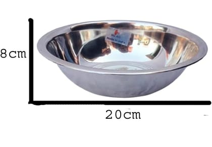 Mii Art Stainless Steel large Size Bowl/Wati/Katori with Mirror Finish – 20 cm Dia, set of 6pc, 700ml Each, Silver