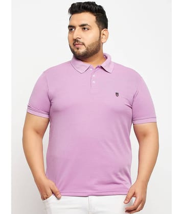 RELANE Pack of 1 Cotton Blend Regular Fit Solid Half Sleeves Men's Polo T Shirt ( Lavender )