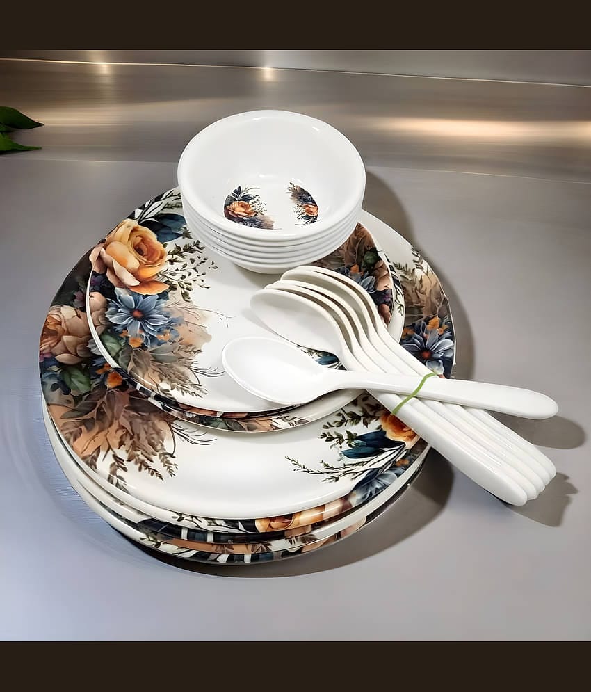 Inpro Melamine Dinner Set Pack Of 24 Multicolor Melamine Dinner Set ( Pack of 24 )