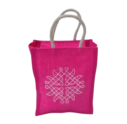 Mini Jute Bag For Return Gift (Pink)