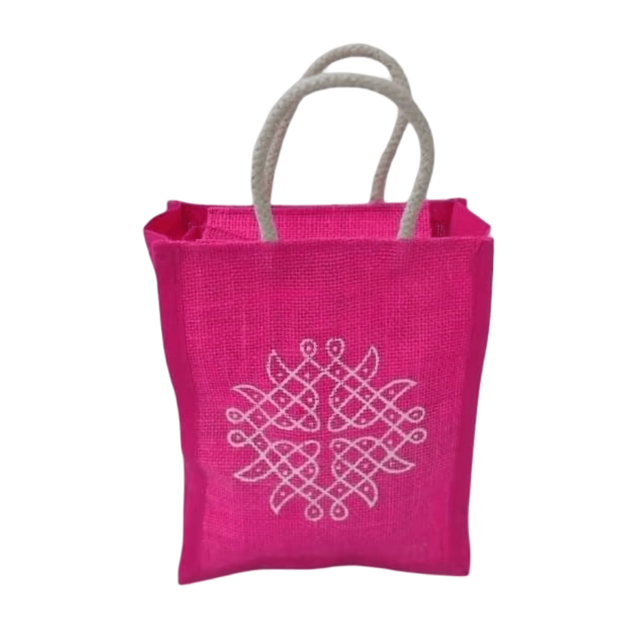 Mini Jute Bag For Return Gift (Pink)