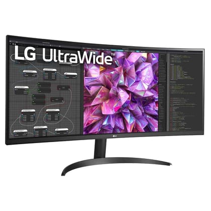  LG 34WQ60C Curved UltraWide Monitor, 34 inch (86.7 cm) IPS QHD, Multitasking with Ease, Color Calibrated - Display Port, HDMI x 2, Black Color 